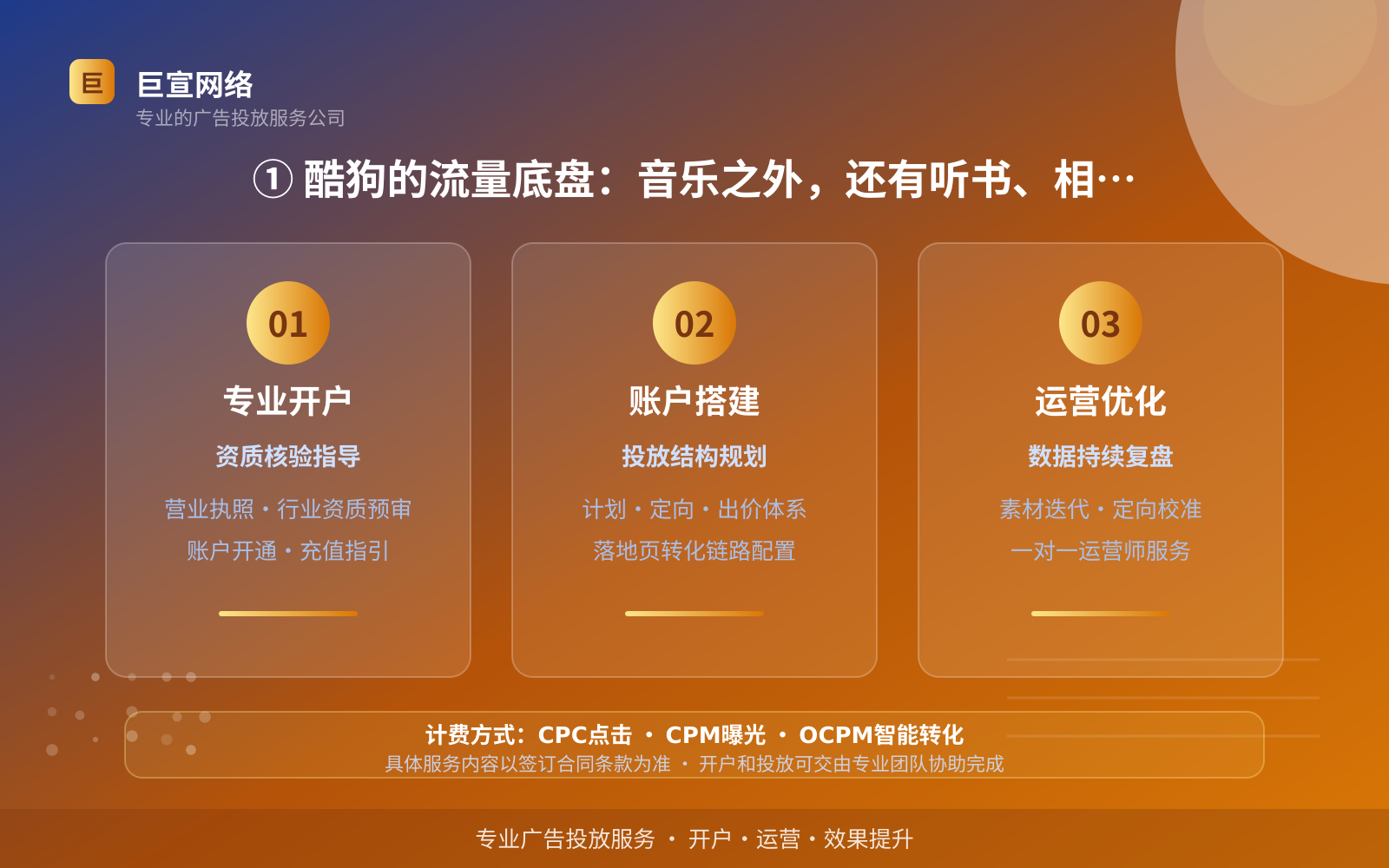 ① 酷狗的流量底盘:音乐之外,还有听书、相声和MV(费用与预算参考) ① 酷狗的流量底盘:音乐之外,还有听书、相声和MV(费用与预算参考)